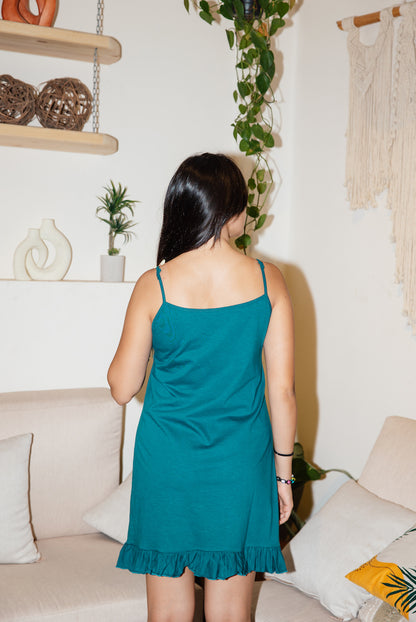 Teal Lux Cotton Nightshirt - Straps Edition