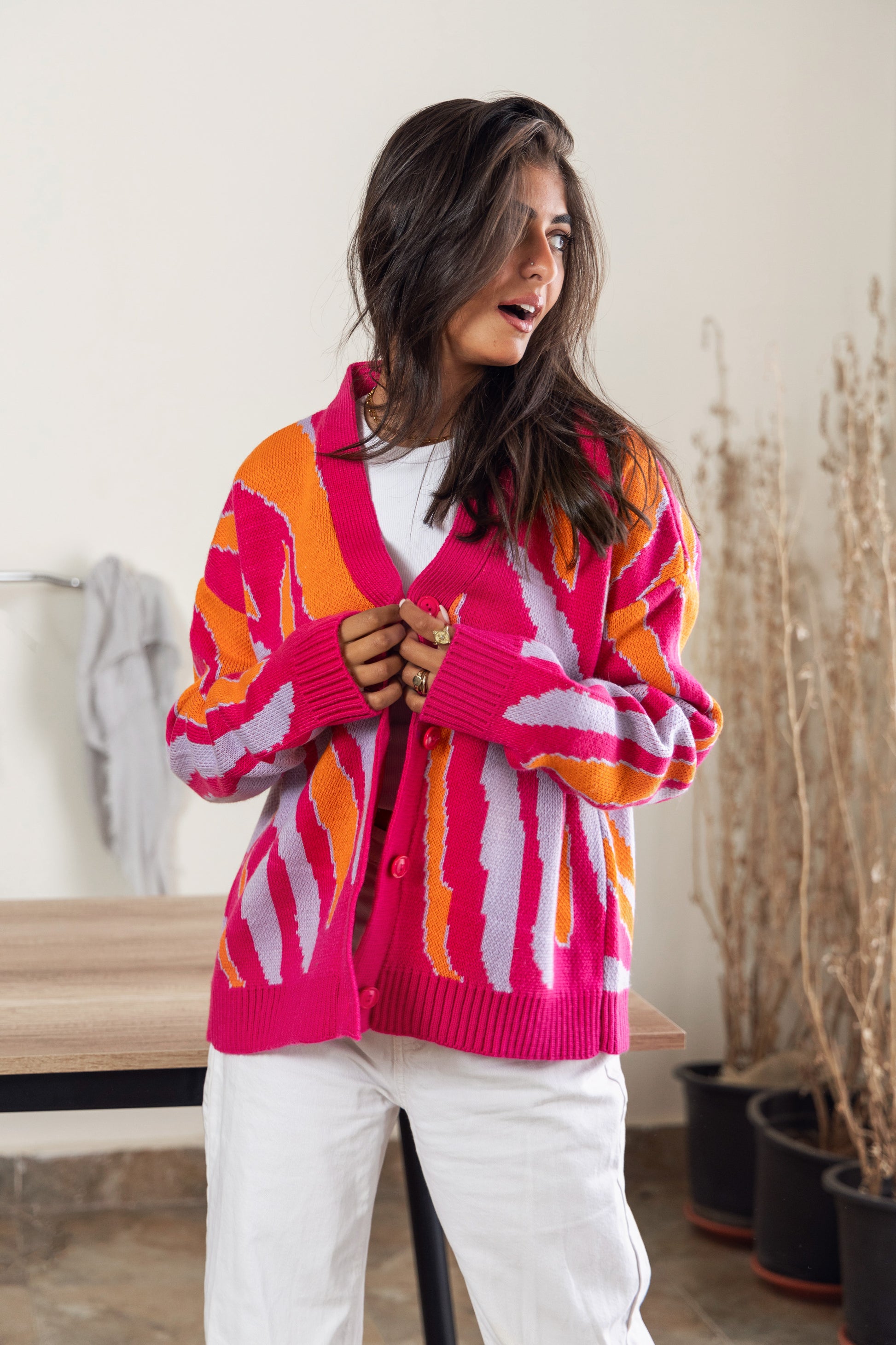 Fucshia Vintage Cardigan - Callista