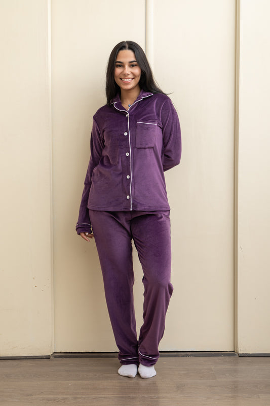 Plain Velvet-Touch Pajama - Cozy Luxury