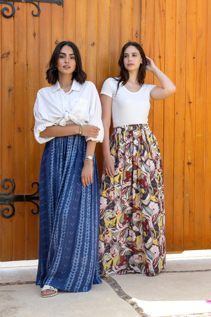 Blue Sunlit Stroll Maxi Skirt