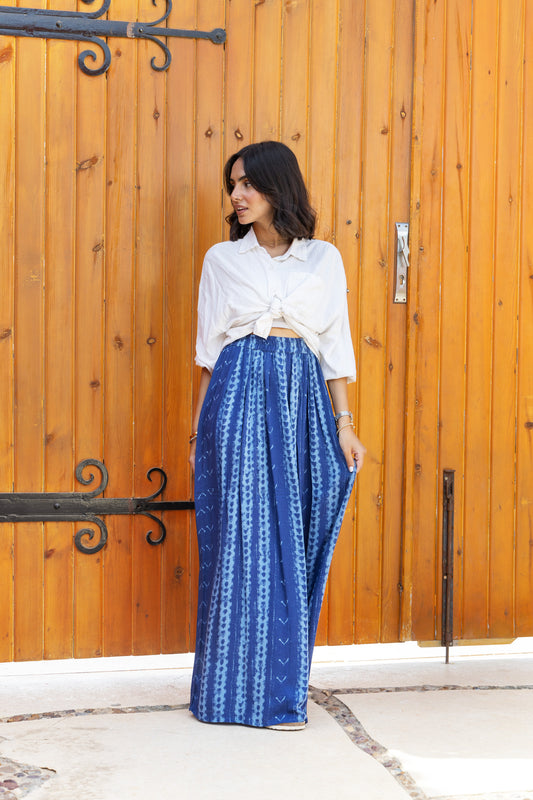 Blue Sunlit Stroll Maxi Skirt