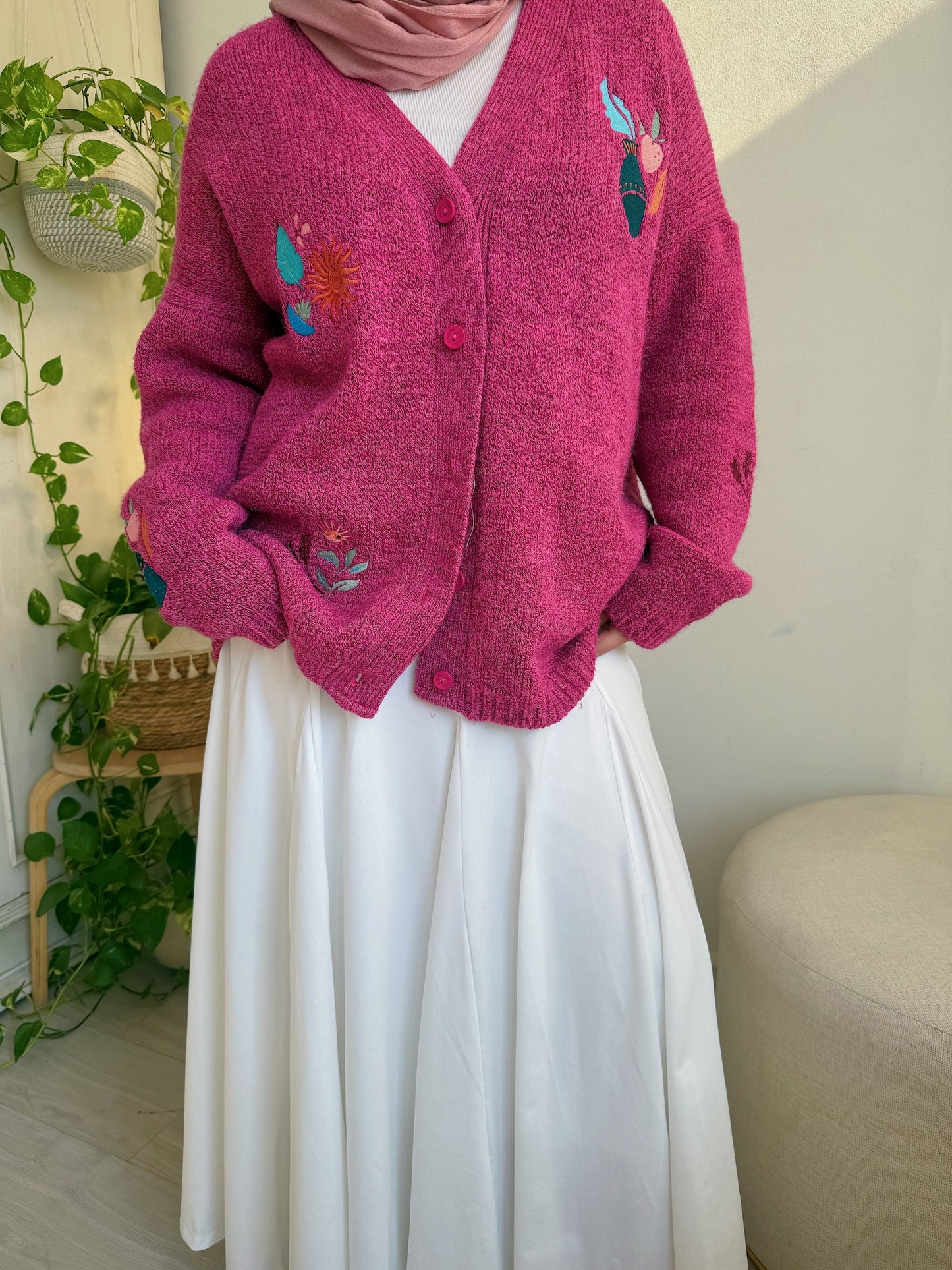 Fuchsia Knit Cardigan