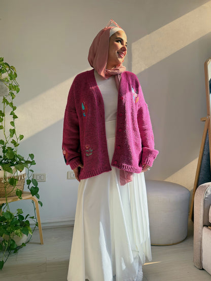 Fuchsia Knit Cardigan