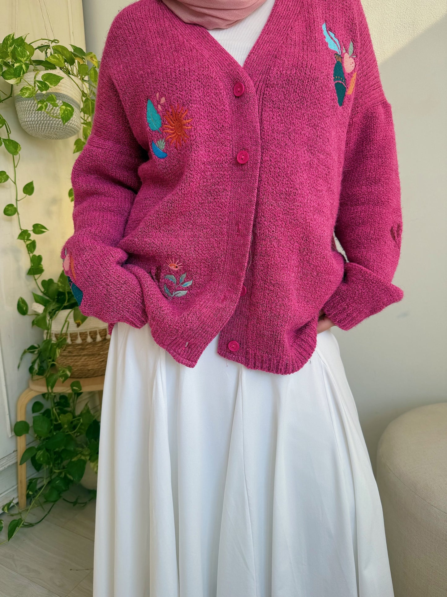 Fuchsia Knit Cardigan